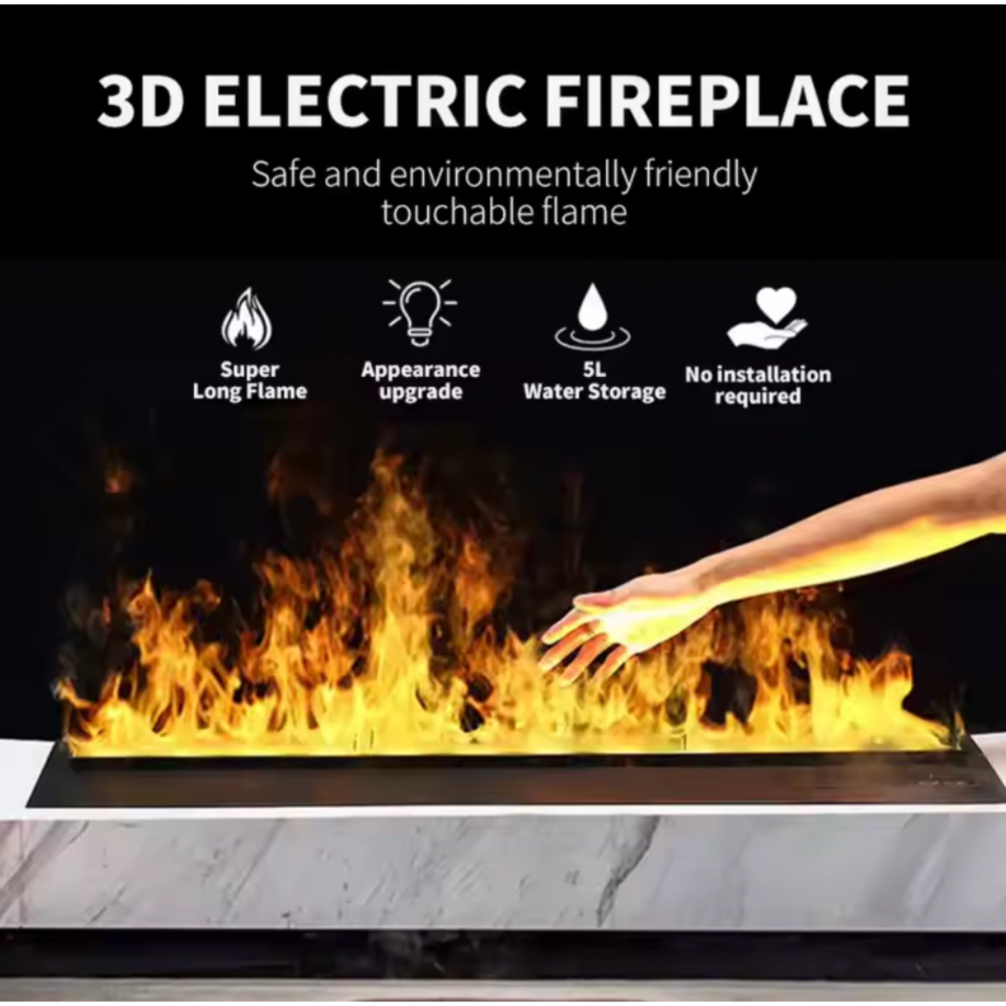 LuxeFlame Linear Electric Fireplace